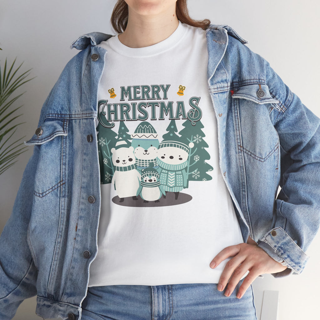 Cute Polar Bear Christmas Shirt, Merry Christmas Graphic Tee, Cozy Winter Animals T-Shirt, Penguin Holiday Gift