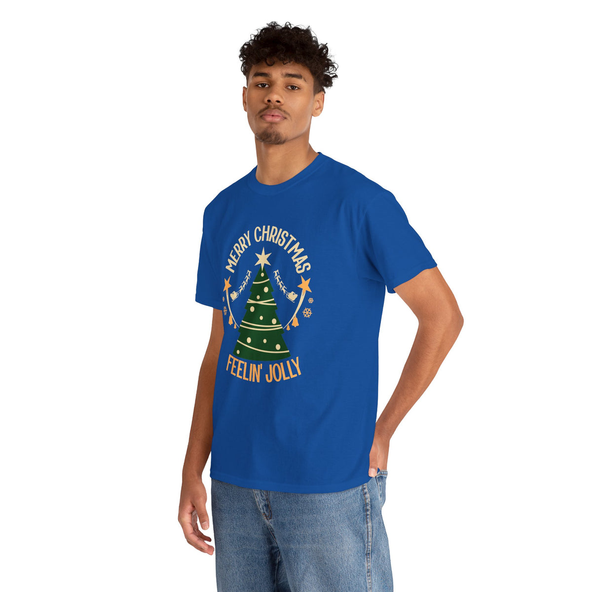 Feelin Jolly Christmas Shirt, Retro Christmas Tree Tee, Merry Christmas Graphic T-Shirt, Vintage Holiday Gift
