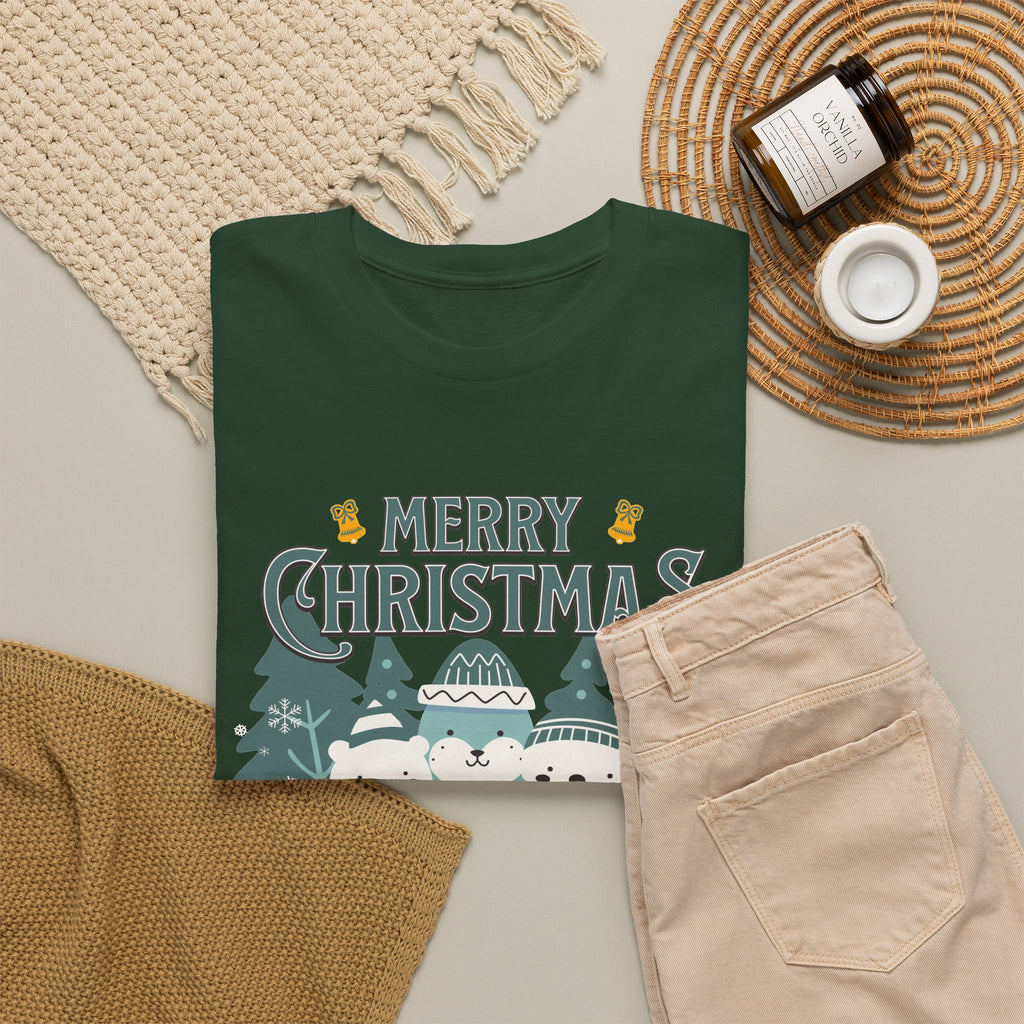 Cute Polar Bear Christmas Shirt, Merry Christmas Graphic Tee, Cozy Winter Animals T-Shirt, Penguin Holiday Gift