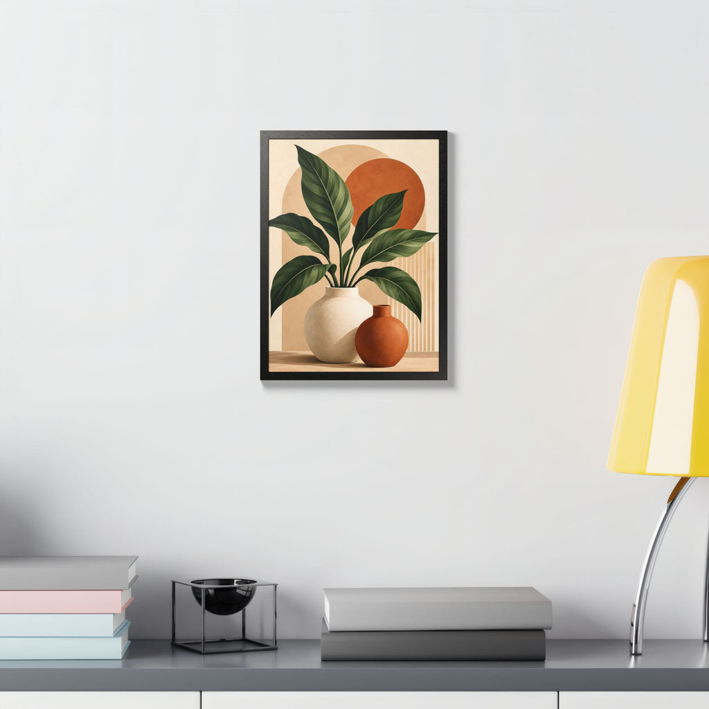 Botanical Framed Wall Art, Terracotta Boho Wall Decor, Olive Green Botanical Print, Neutral Living Room Art