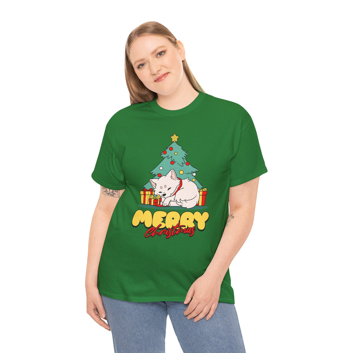 Cute Christmas Dog Shirt, Merry Christmas Puppy Tee, Dog Lover Christmas Gift, Cozy Holiday Graphic T-Shirt