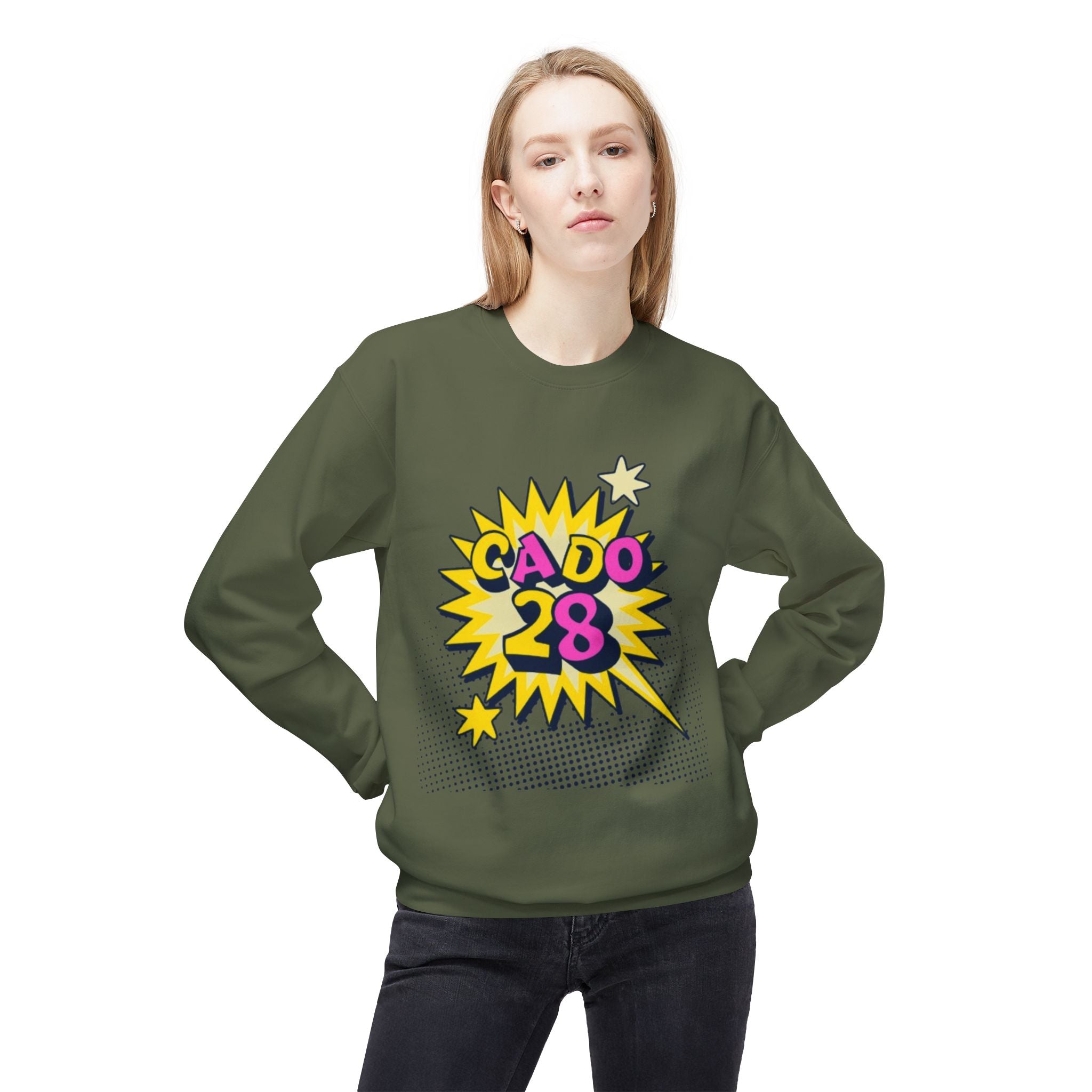 Cado 28 Sweatshirt, Funny Apparel for Teens, Casual Streetwear, Gift for Birthdays, Unisex Crewneck, Trendy Outfit