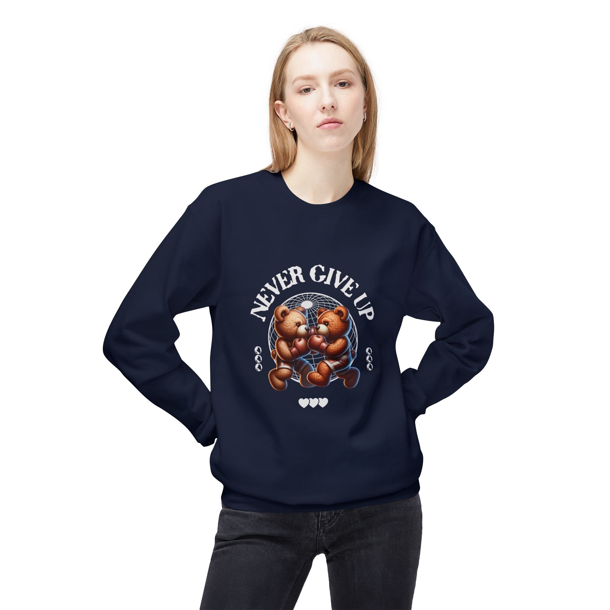 Sweatshirt - 'Never Give Up' Motivational Quote Unisex Crewneck, Trendy Outfit
