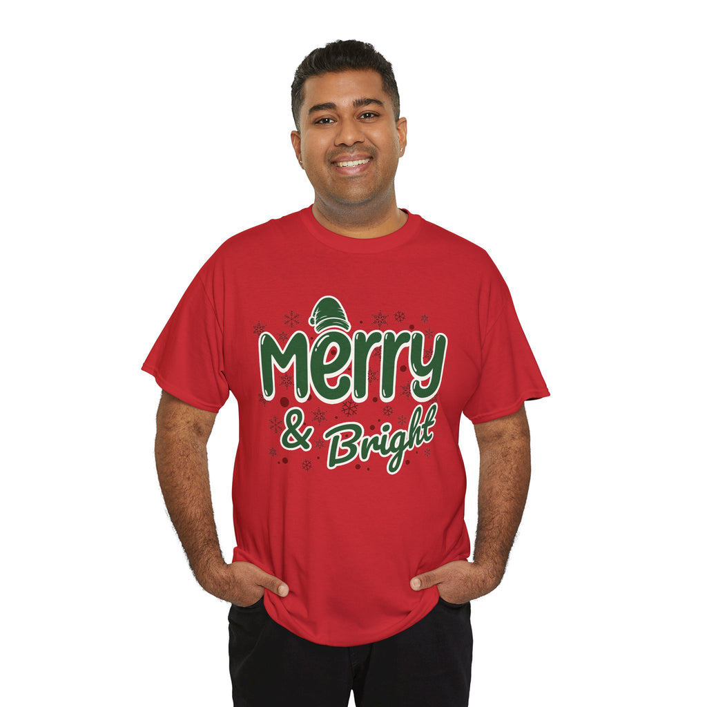 Merry and Bright Christmas Shirt, Retro Holiday Graphic Tee, Vintage Christmas T-Shirt, Festive Xmas Gift