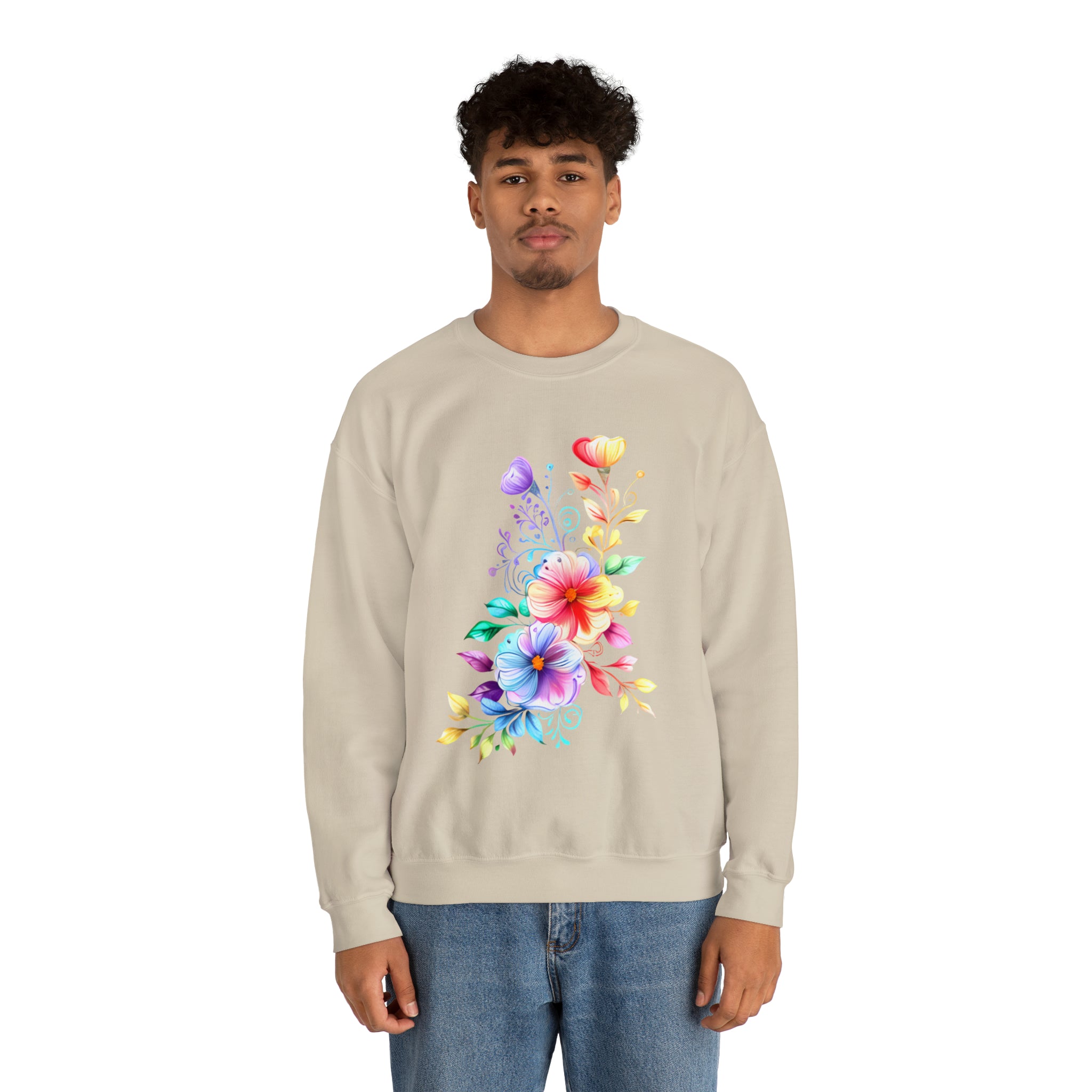 Colorful Flower Design - Crewneck Sweatshirt