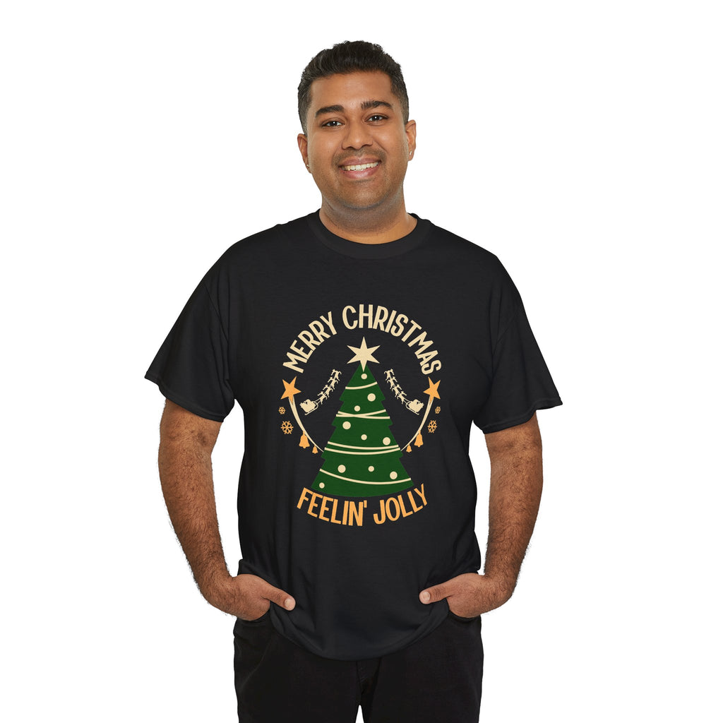 Feelin Jolly Christmas Shirt, Retro Christmas Tree Tee, Merry Christmas Graphic T-Shirt, Vintage Holiday Gift