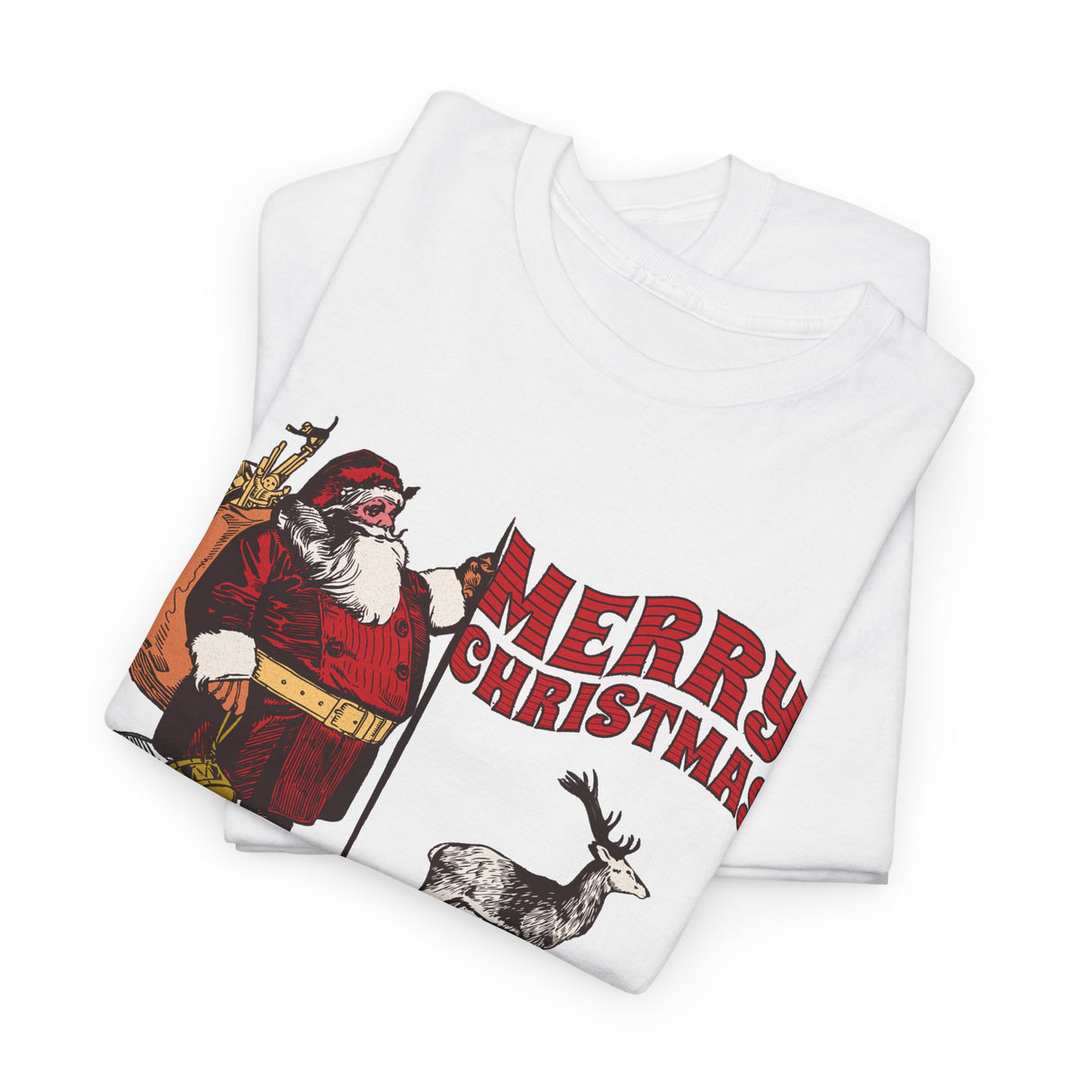 Vintage Santa Christmas Shirt, Retro Santa and Reindeer Tee, Old Fashioned Christmas Graphic T-Shirt, Nostalgic Holiday Gift