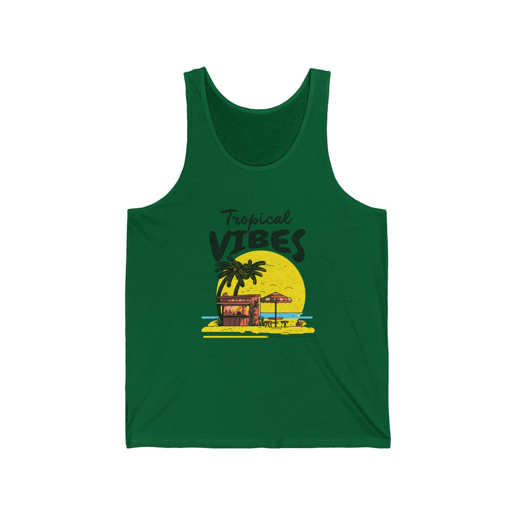 Tropical Vibes Unisex Jersey Tank - Summer Essential, Beachwear, Vacation Outfit, Gift for Sun Lovers, Pool Party Top