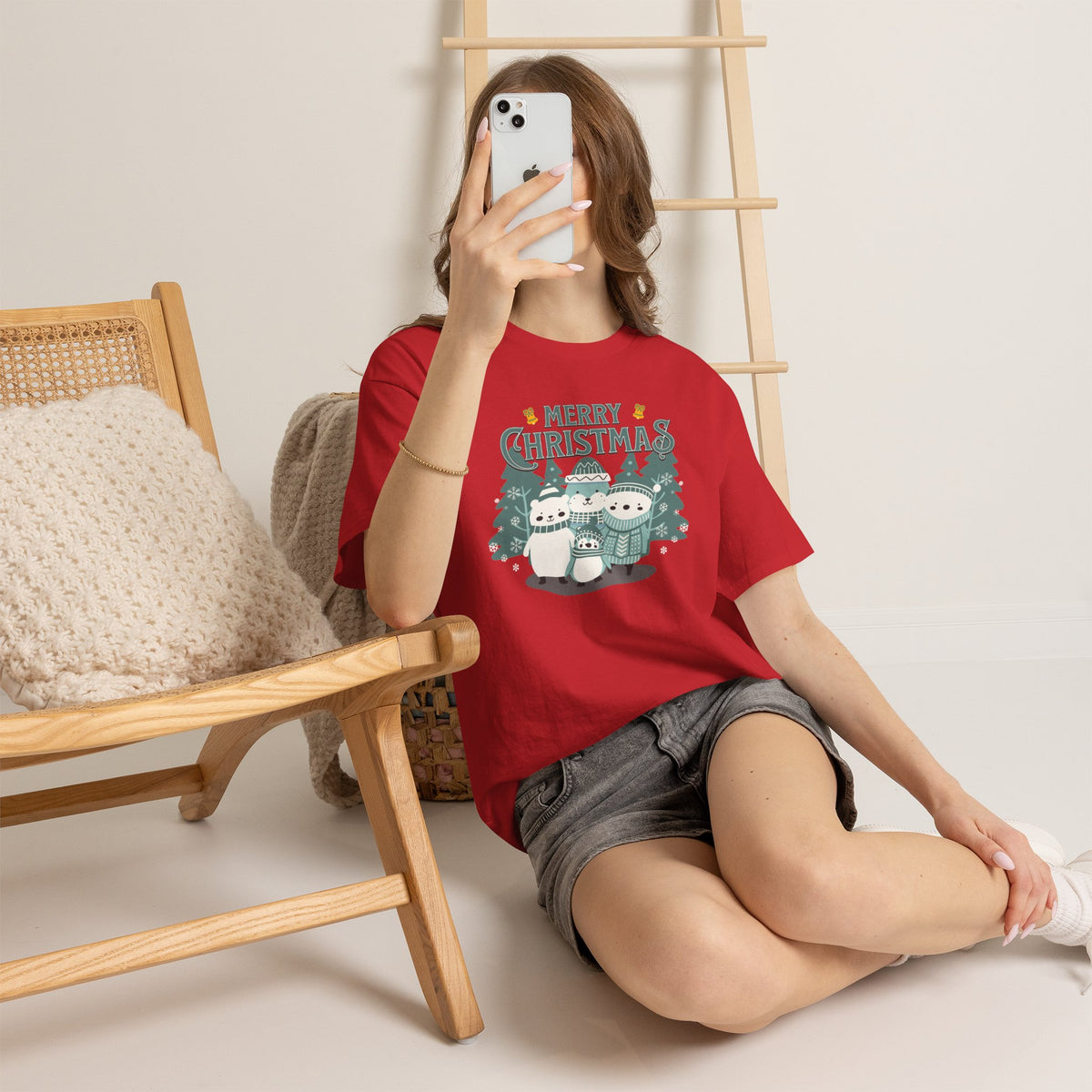 Cute Polar Bear Christmas Shirt, Merry Christmas Graphic Tee, Cozy Winter Animals T-Shirt, Penguin Holiday Gift