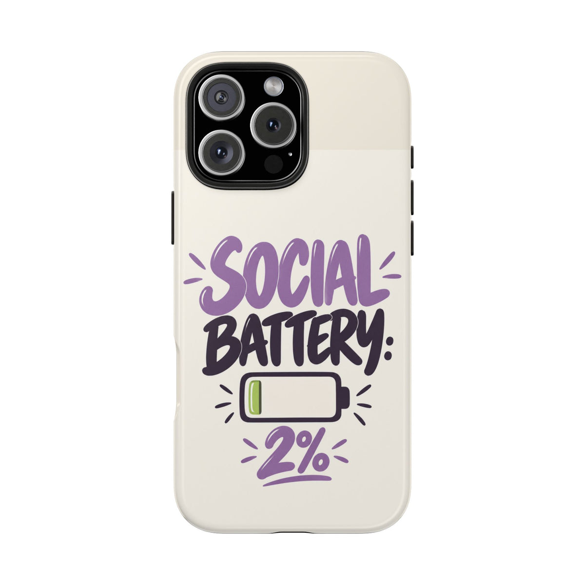 Social Battery: 2% — Funny Introvert Tough Phone Case
