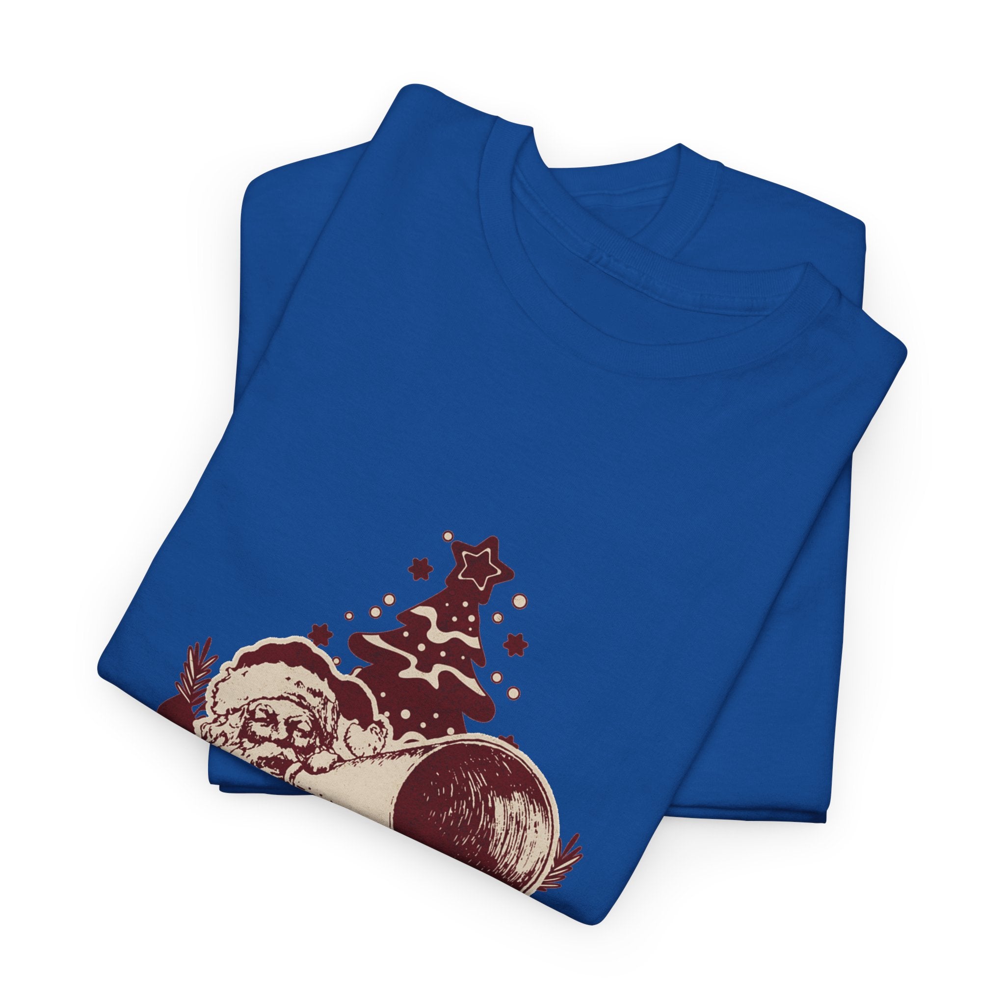 Vintage Megaphone Santa T-Shirt — Retro Christmas Tree Graphic Tee