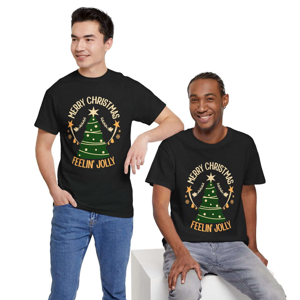 Feelin Jolly Christmas Shirt, Retro Christmas Tree Tee, Merry Christmas Graphic T-Shirt, Vintage Holiday Gift