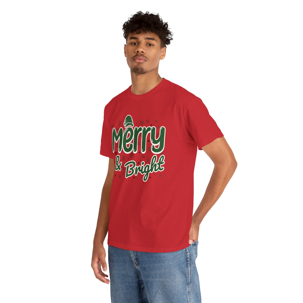 Merry and Bright Christmas Shirt, Retro Holiday Graphic Tee, Vintage Christmas T-Shirt, Festive Xmas Gift