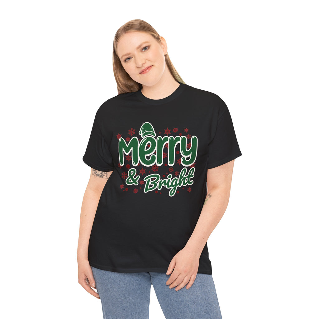 Merry and Bright Christmas Shirt, Retro Holiday Graphic Tee, Vintage Christmas T-Shirt, Festive Xmas Gift