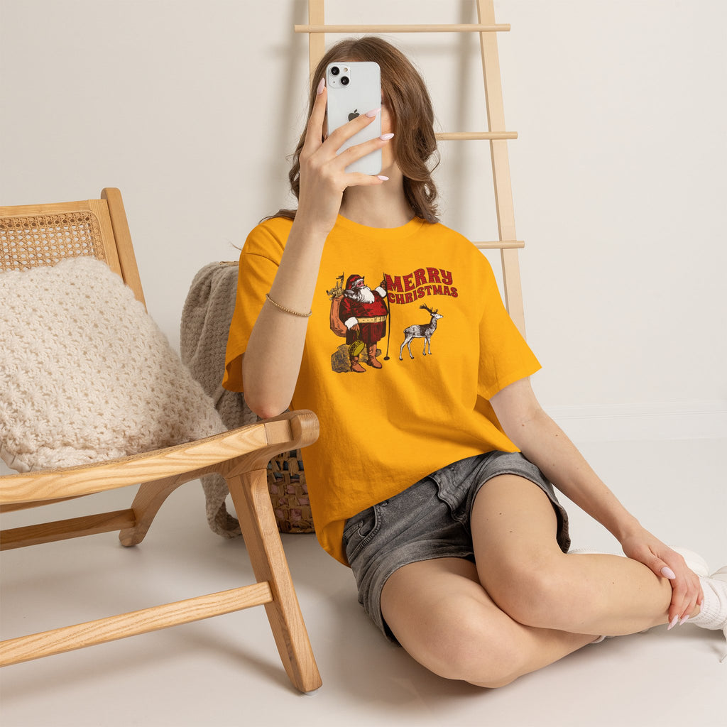 Vintage Santa Christmas Shirt, Retro Santa and Reindeer Tee, Old Fashioned Christmas Graphic T-Shirt, Nostalgic Holiday Gift