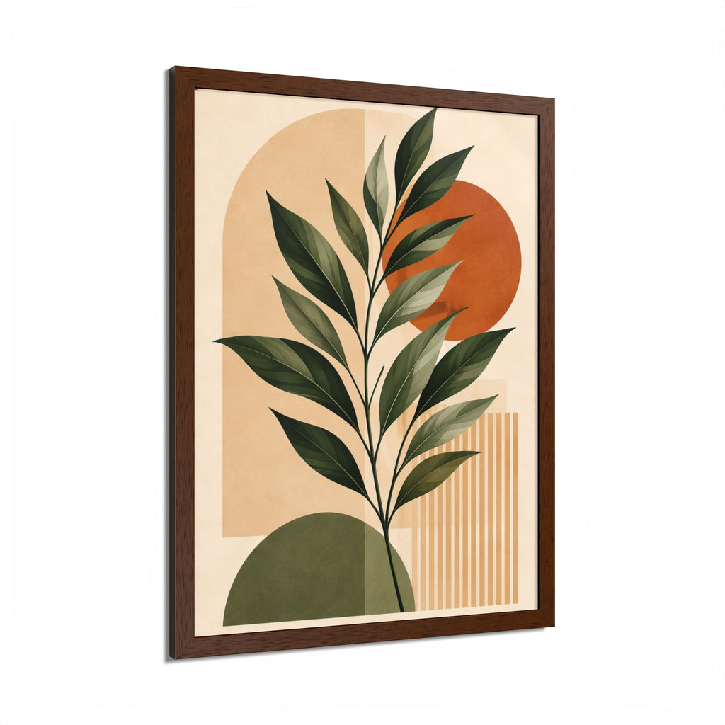 Minimalist Botanical Framed Wall Art, Olive Green Terracotta Print, Modern Boho Home Decor, Neutral Wall Art