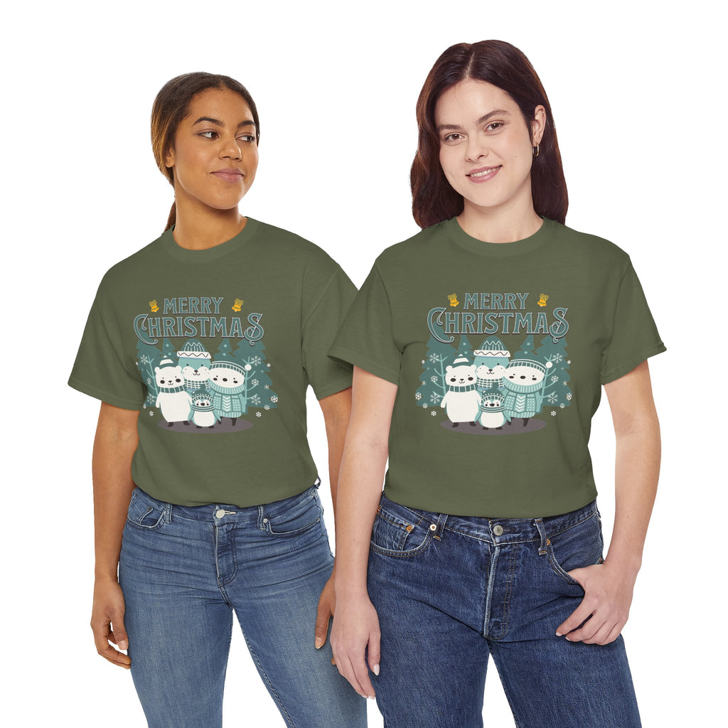 Cute Polar Bear Christmas Shirt, Merry Christmas Graphic Tee, Cozy Winter Animals T-Shirt, Penguin Holiday Gift