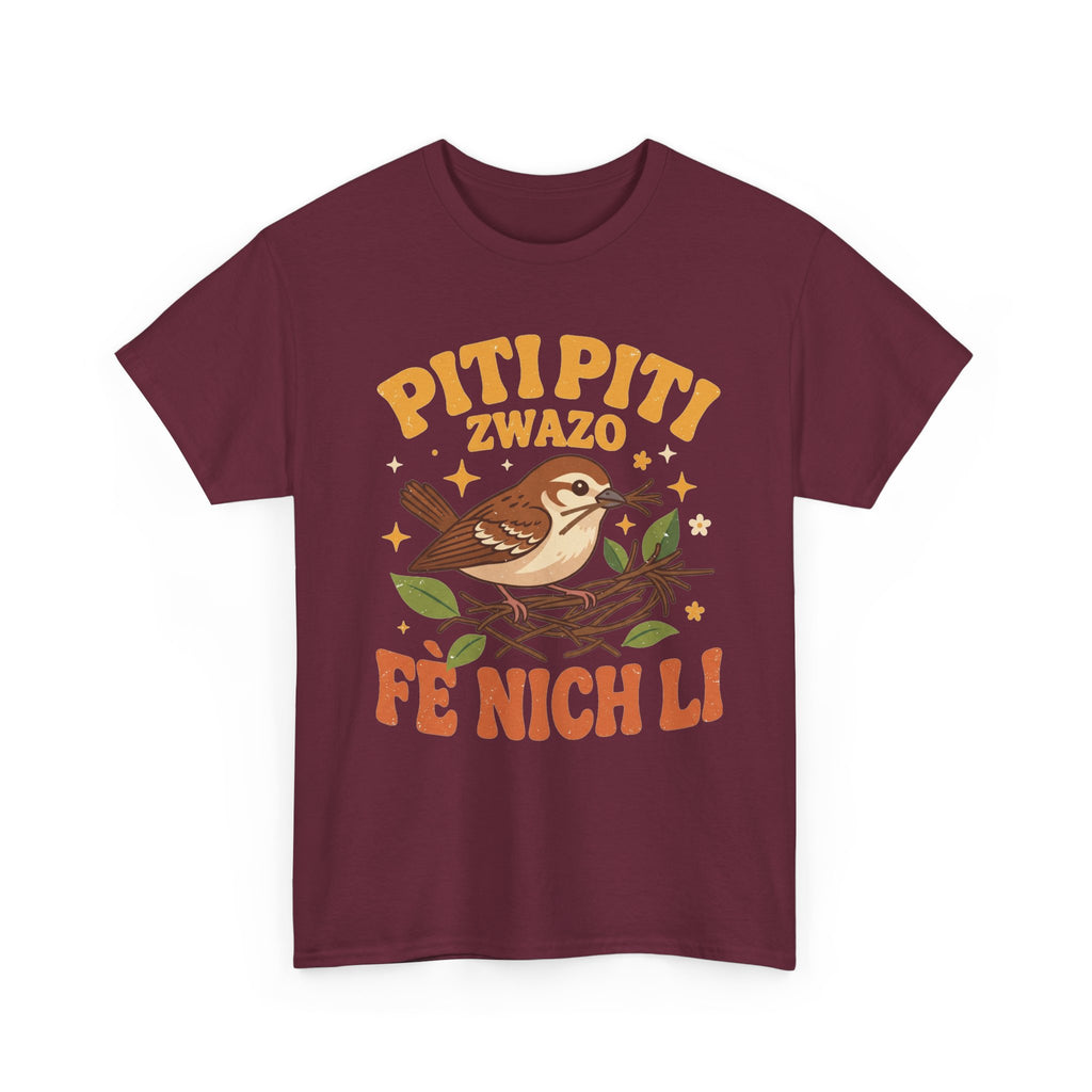 Piti Piti Zwazo Fè Nich Li – Haitian Creole Graphic T-Shirt