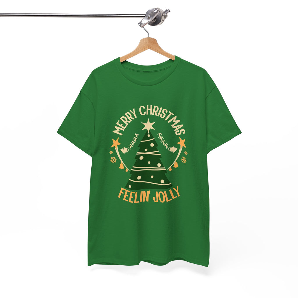 Feelin Jolly Christmas Shirt, Retro Christmas Tree Tee, Merry Christmas Graphic T-Shirt, Vintage Holiday Gift