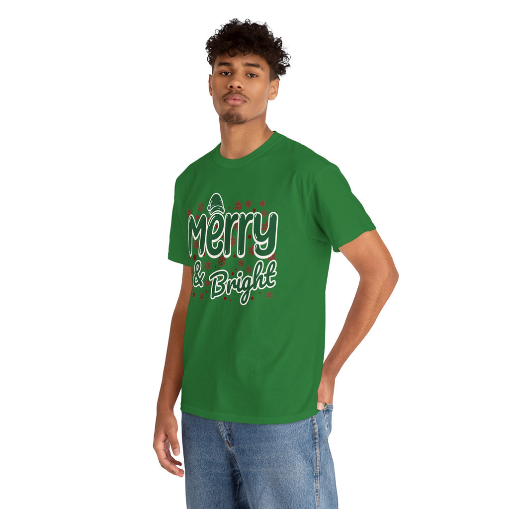 Merry and Bright Christmas Shirt, Retro Holiday Graphic Tee, Vintage Christmas T-Shirt, Festive Xmas Gift