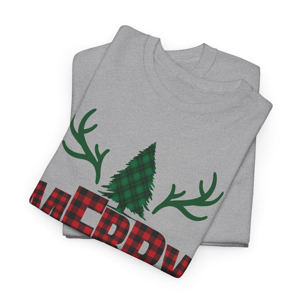 Buffalo Plaid Christmas Shirt, Merry Christmas Graphic Tee, Rustic Farmhouse Holiday T-Shirt, Red Plaid Xmas Gift