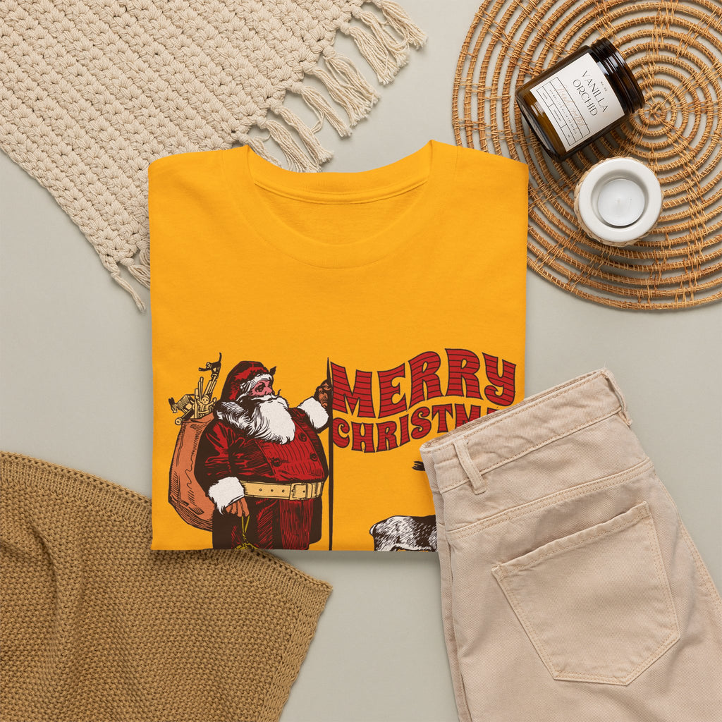 Vintage Santa Christmas Shirt, Retro Santa and Reindeer Tee, Old Fashioned Christmas Graphic T-Shirt, Nostalgic Holiday Gift