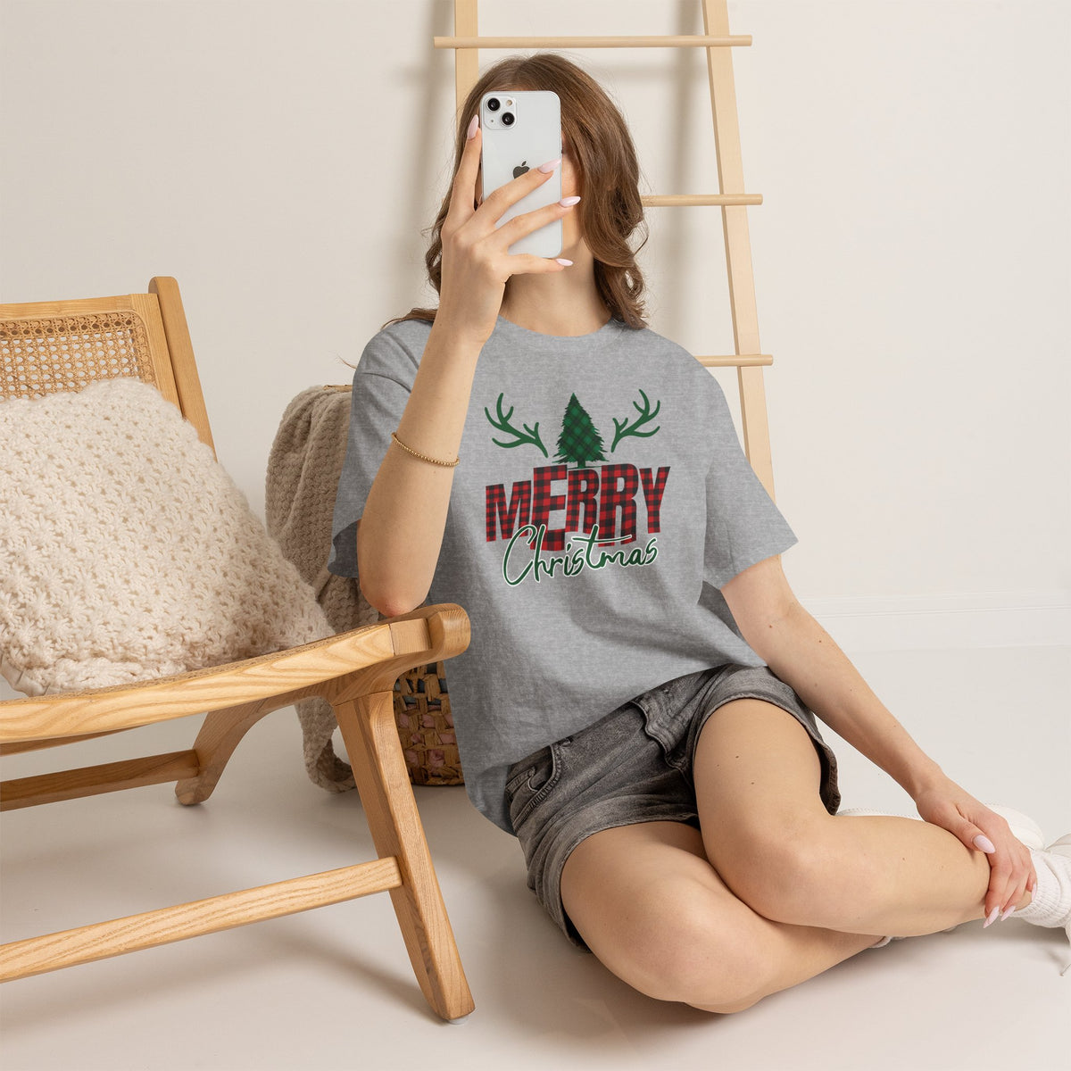 Buffalo Plaid Christmas Shirt, Merry Christmas Graphic Tee, Rustic Farmhouse Holiday T-Shirt, Red Plaid Xmas Gift