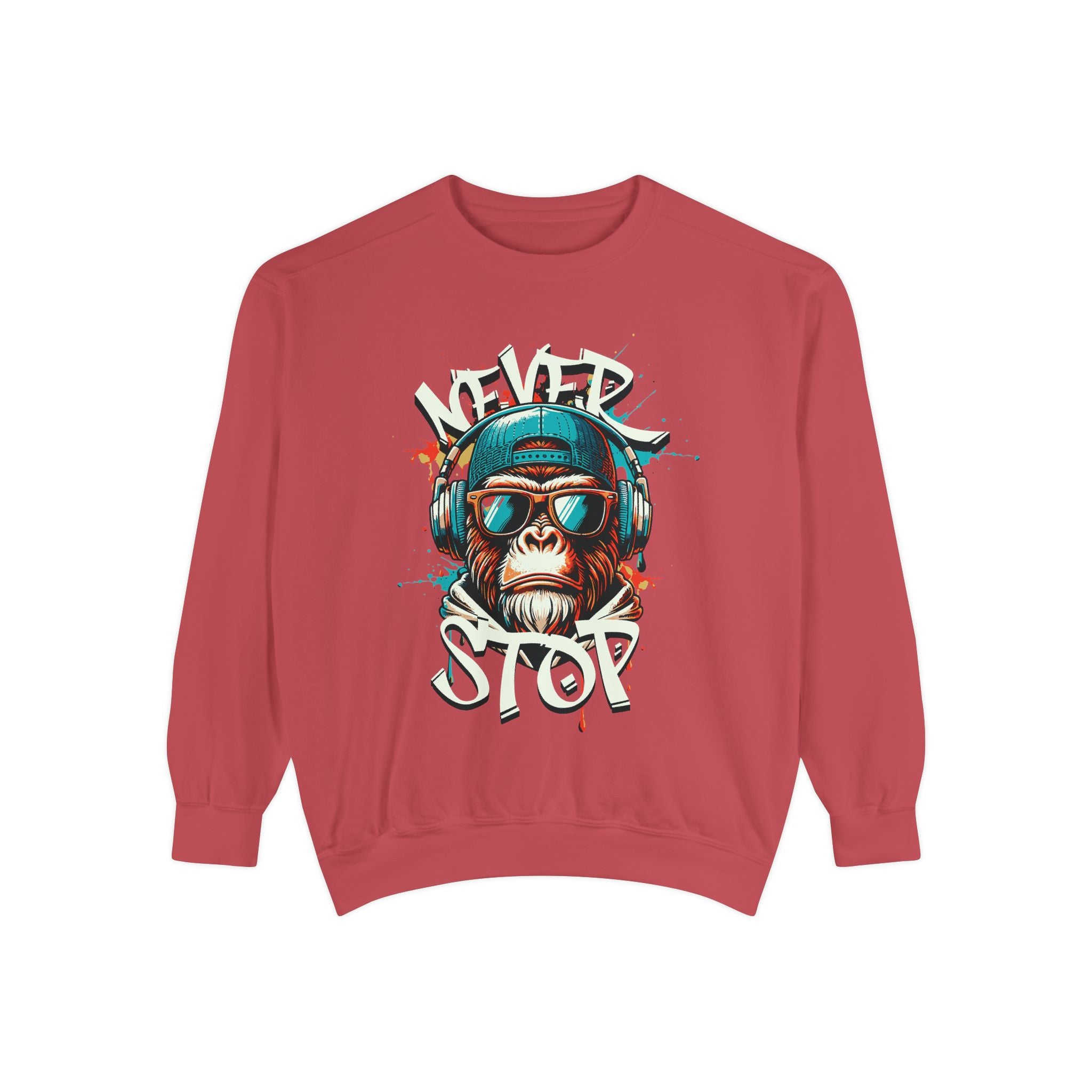 Cool Monkey Graphic Unisex Sweatshirt - Relaxed Fit, Perfect for Casual Outings, Gifts, Music Lovers, Hipster Vibe, Everyday Wear