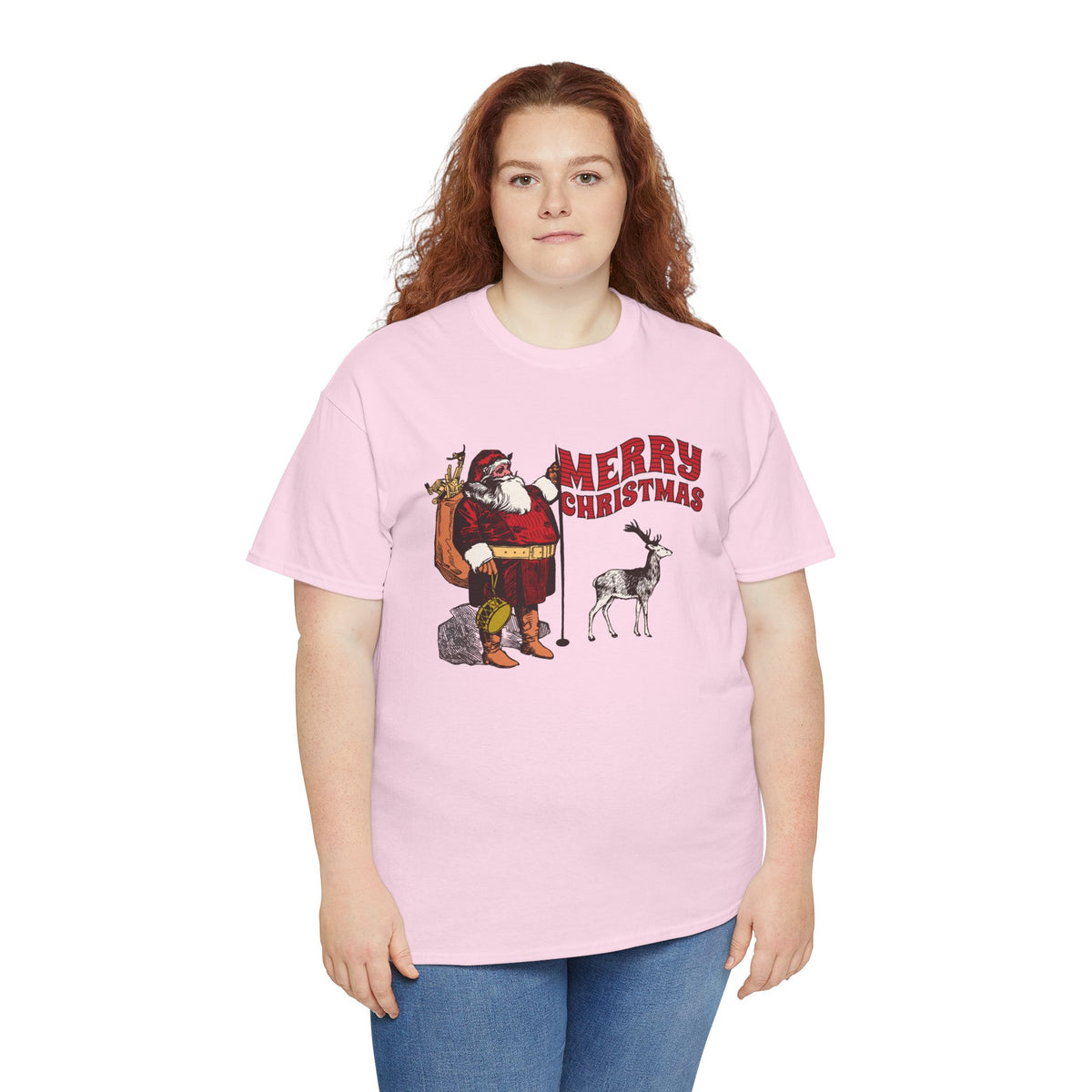 Vintage Santa Christmas Shirt, Retro Santa and Reindeer Tee, Old Fashioned Christmas Graphic T-Shirt, Nostalgic Holiday Gift
