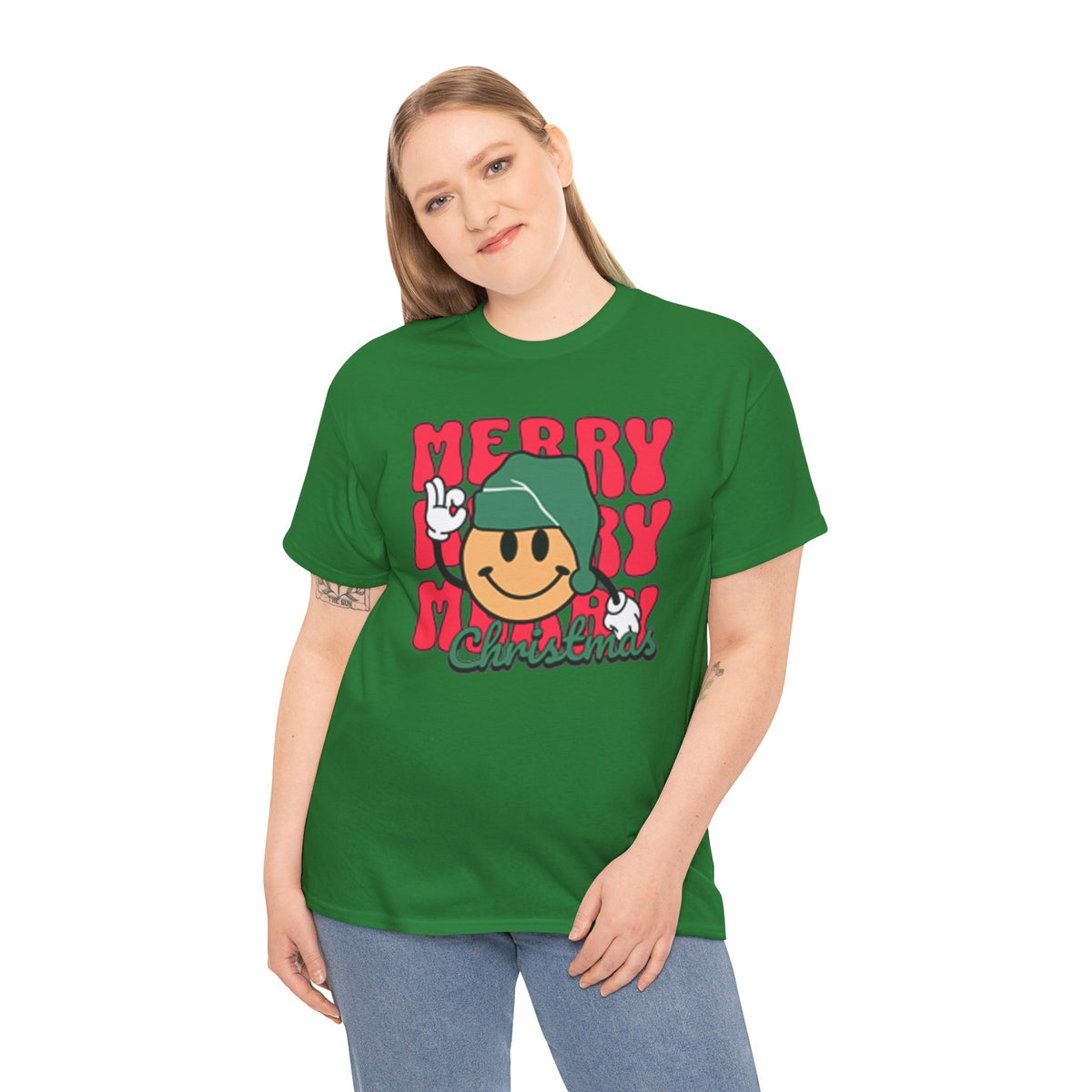 Groovy Christmas Shirt, Retro Smiley Face Christmas Tee, Cute Merry Xmas Graphic T-Shirt, Trendy Holiday Gift