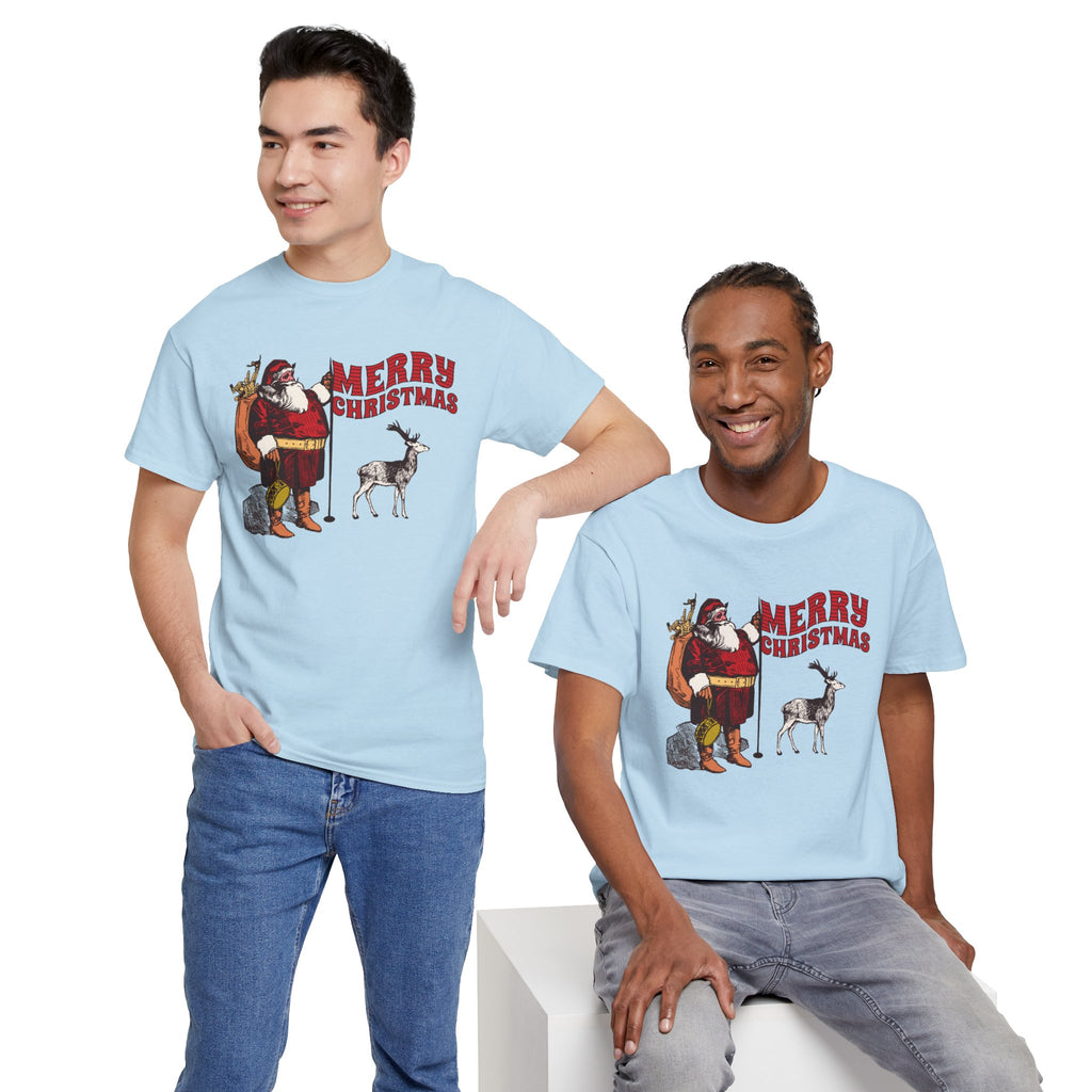 Vintage Santa Christmas Shirt, Retro Santa and Reindeer Tee, Old Fashioned Christmas Graphic T-Shirt, Nostalgic Holiday Gift