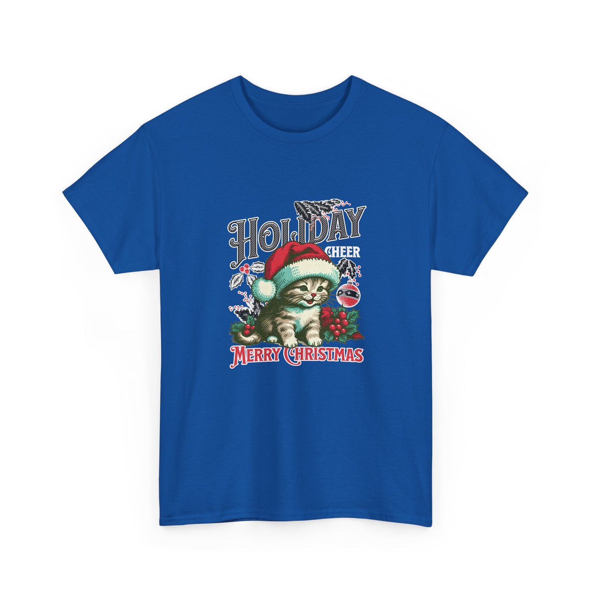 Vintage Christmas Kitten T-Shirt — Holiday Cheer Santa Cat Graphic Tee