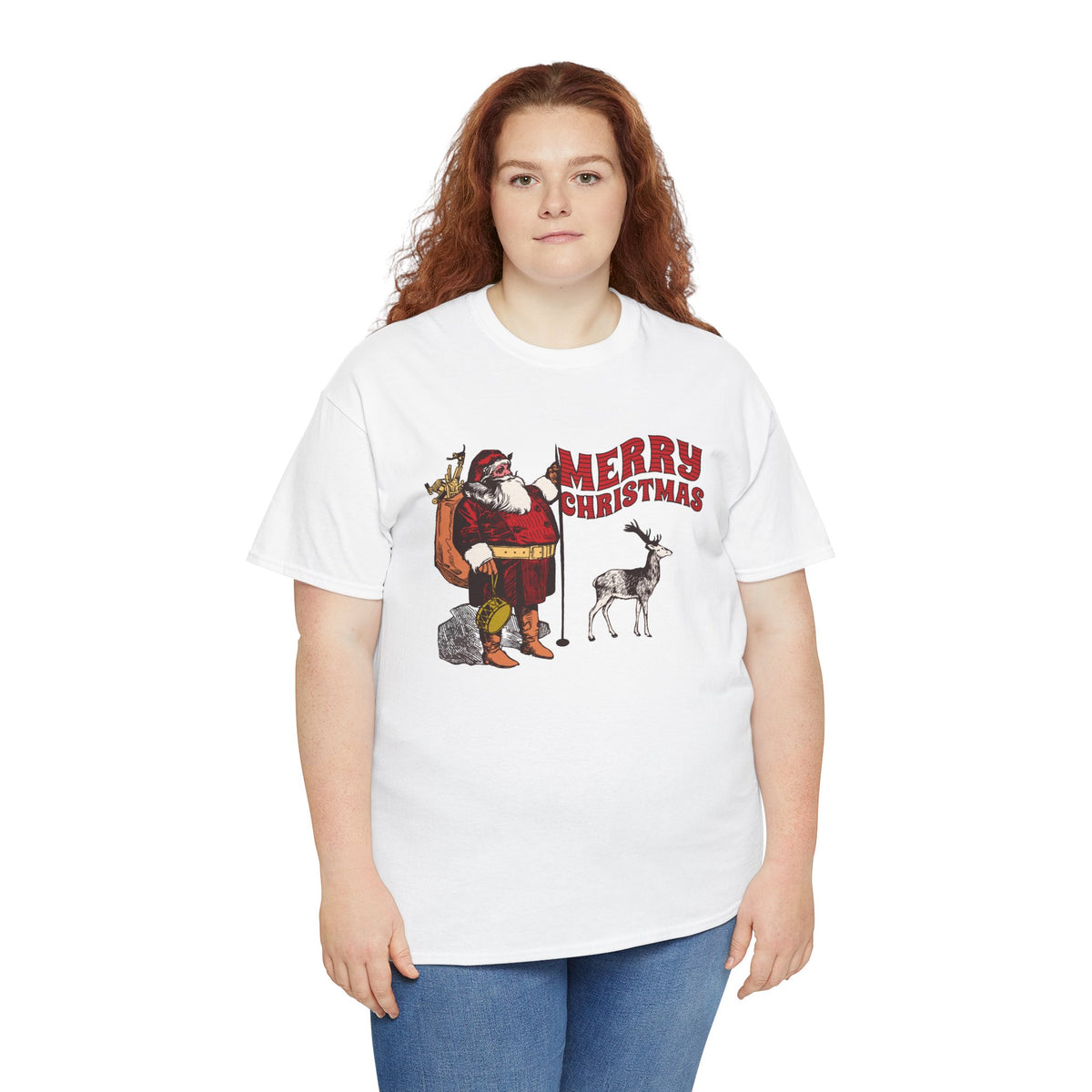 Vintage Santa Christmas Shirt, Retro Santa and Reindeer Tee, Old Fashioned Christmas Graphic T-Shirt, Nostalgic Holiday Gift