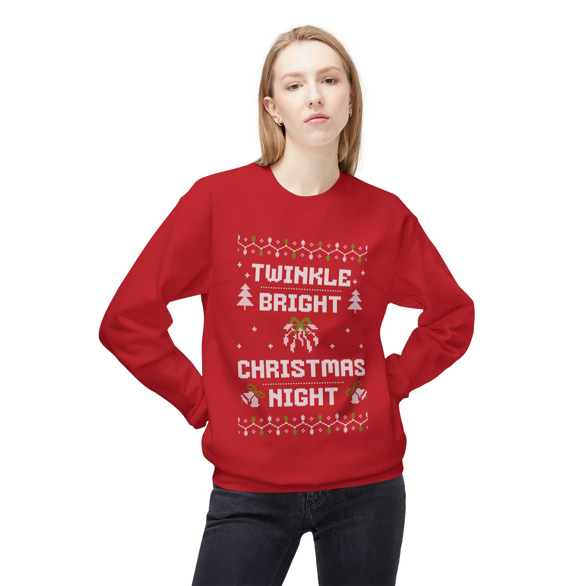 Twinkle Bright Christmas Night Unisex Sweatshirt, Casual Streetwear, Gift for Birthdays, Unisex Crewneck, Trendy Outfit