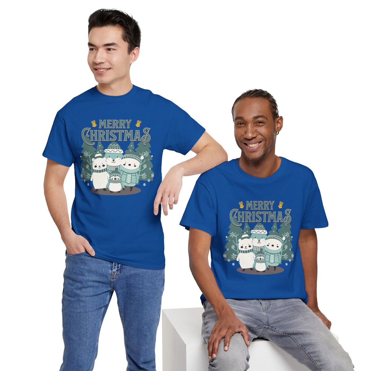 Cute Polar Bear Christmas Shirt, Merry Christmas Graphic Tee, Cozy Winter Animals T-Shirt, Penguin Holiday Gift