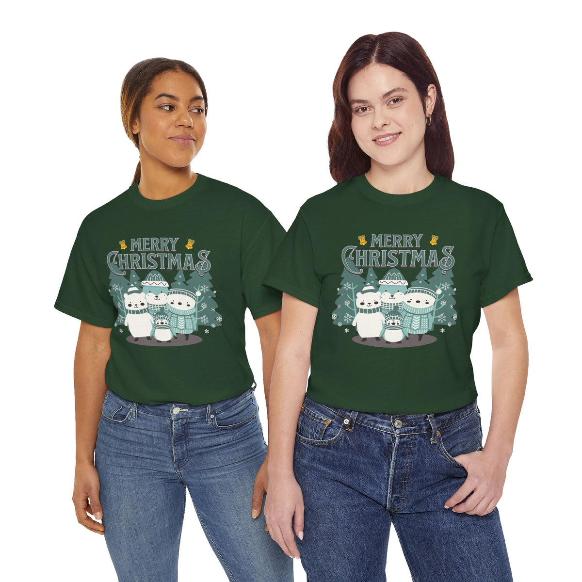 Cute Polar Bear Christmas Shirt, Merry Christmas Graphic Tee, Cozy Winter Animals T-Shirt, Penguin Holiday Gift
