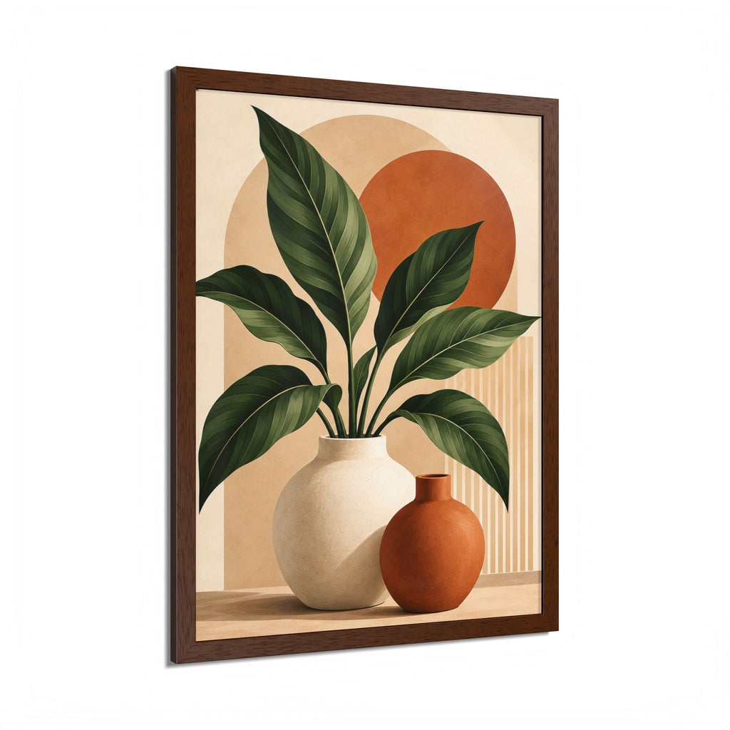 Botanical Framed Wall Art, Terracotta Boho Wall Decor, Olive Green Botanical Print, Neutral Living Room Art