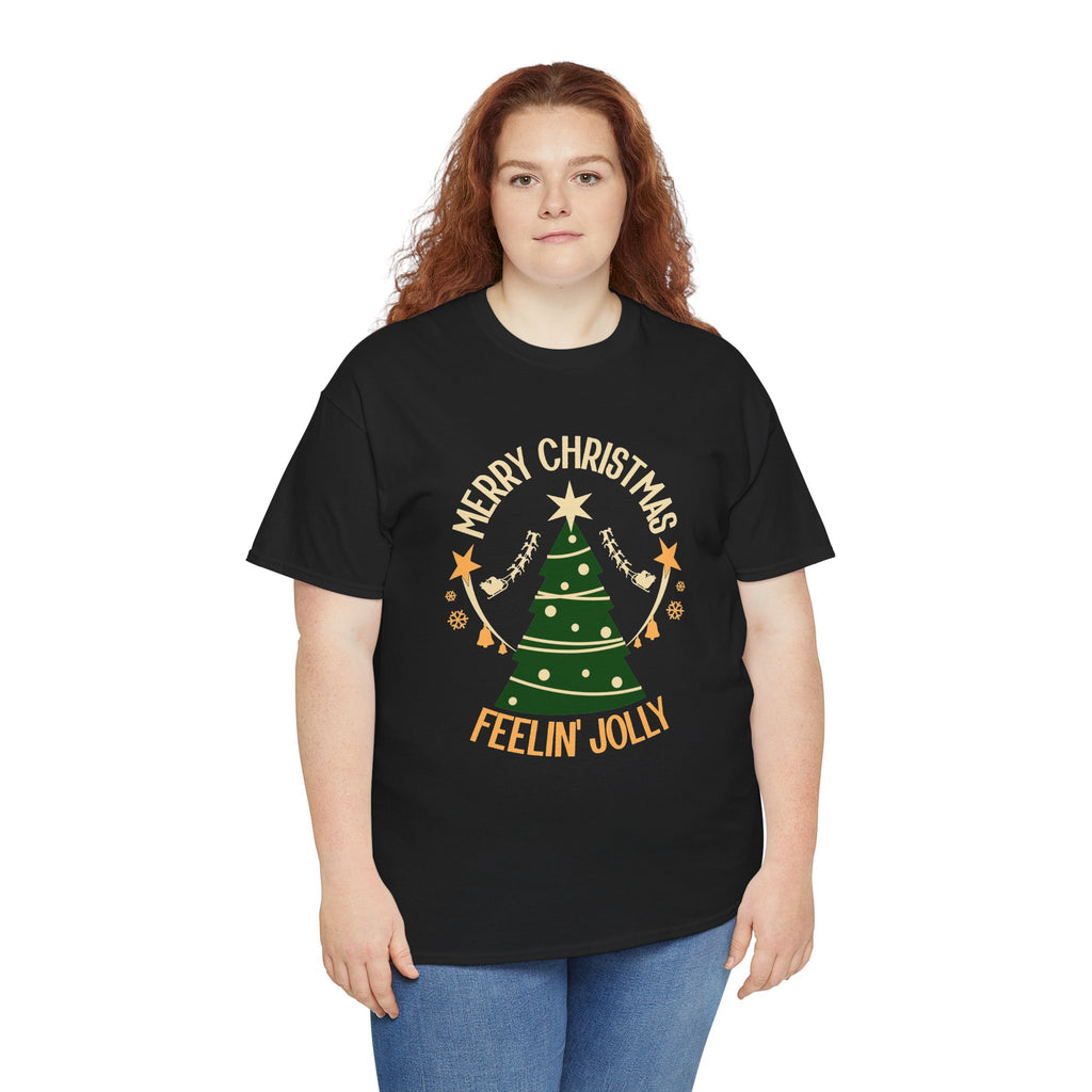 Feelin Jolly Christmas Shirt, Retro Christmas Tree Tee, Merry Christmas Graphic T-Shirt, Vintage Holiday Gift