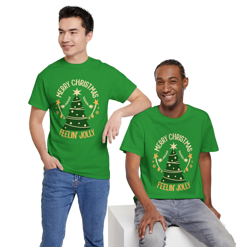 Feelin Jolly Christmas Shirt, Retro Christmas Tree Tee, Merry Christmas Graphic T-Shirt, Vintage Holiday Gift