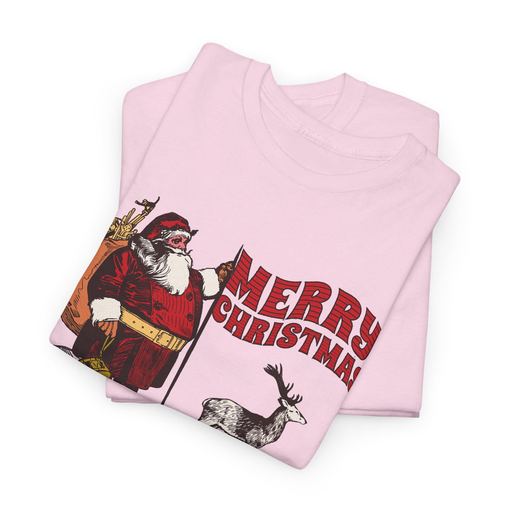 Vintage Santa Christmas Shirt, Retro Santa and Reindeer Tee, Old Fashioned Christmas Graphic T-Shirt, Nostalgic Holiday Gift