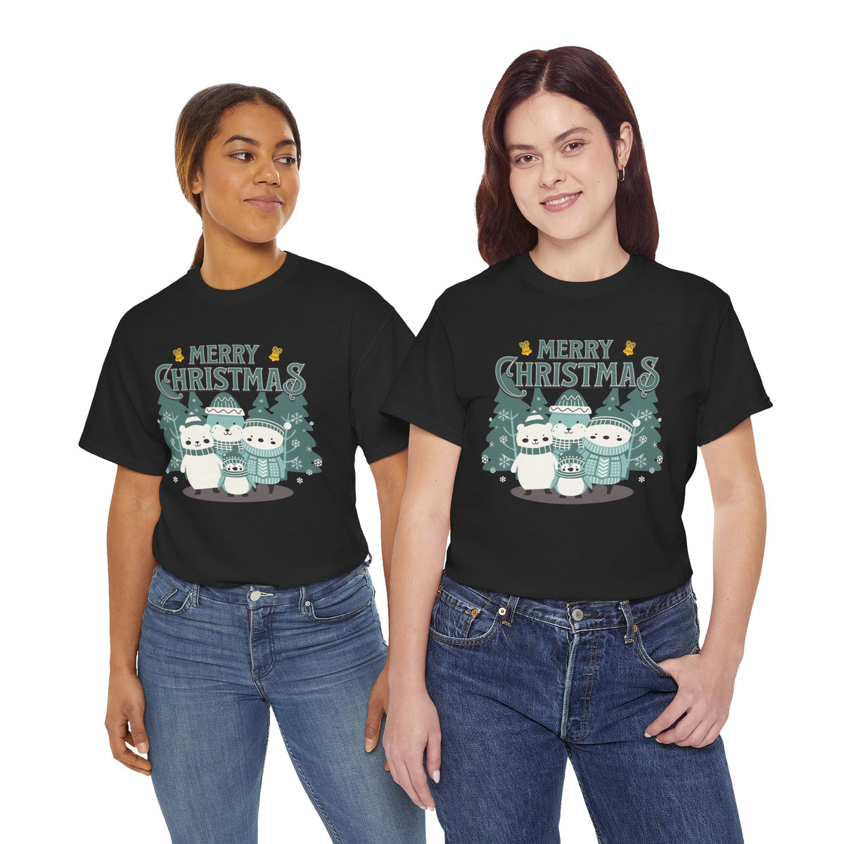 Cute Polar Bear Christmas Shirt, Merry Christmas Graphic Tee, Cozy Winter Animals T-Shirt, Penguin Holiday Gift