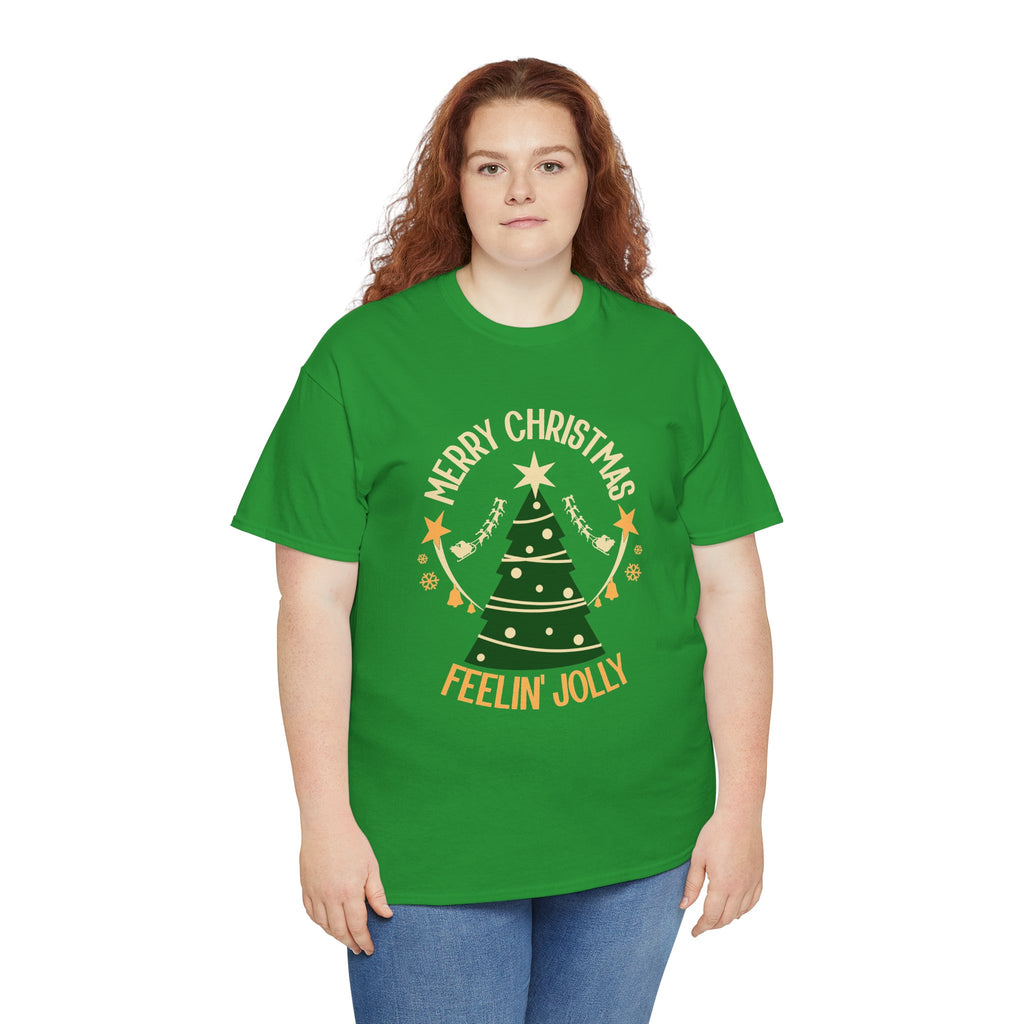 Feelin Jolly Christmas Shirt, Retro Christmas Tree Tee, Merry Christmas Graphic T-Shirt, Vintage Holiday Gift