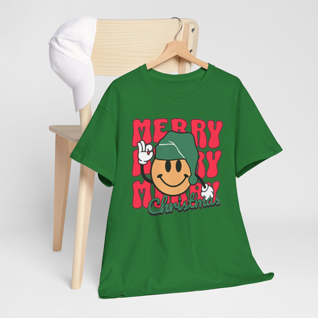 Groovy Christmas Shirt, Retro Smiley Face Christmas Tee, Cute Merry Xmas Graphic T-Shirt, Trendy Holiday Gift