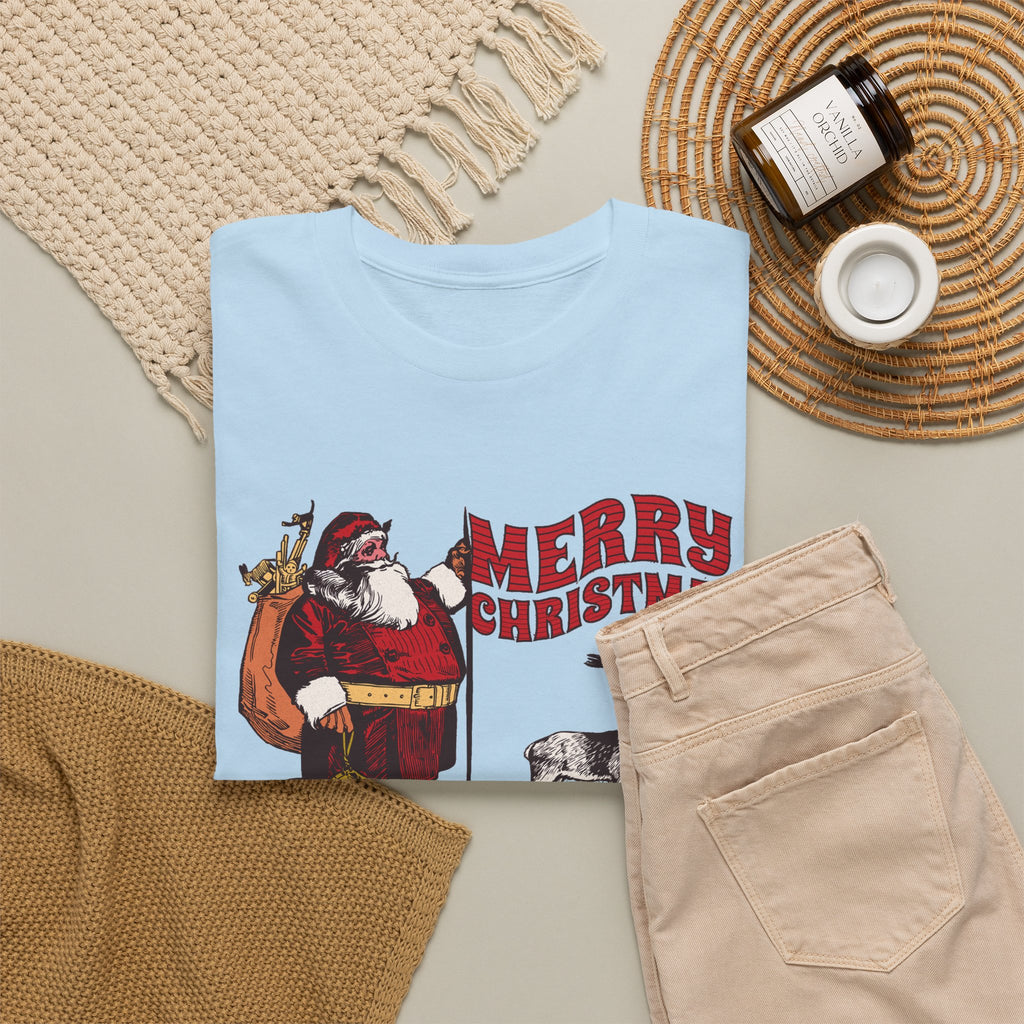 Vintage Santa Christmas Shirt, Retro Santa and Reindeer Tee, Old Fashioned Christmas Graphic T-Shirt, Nostalgic Holiday Gift