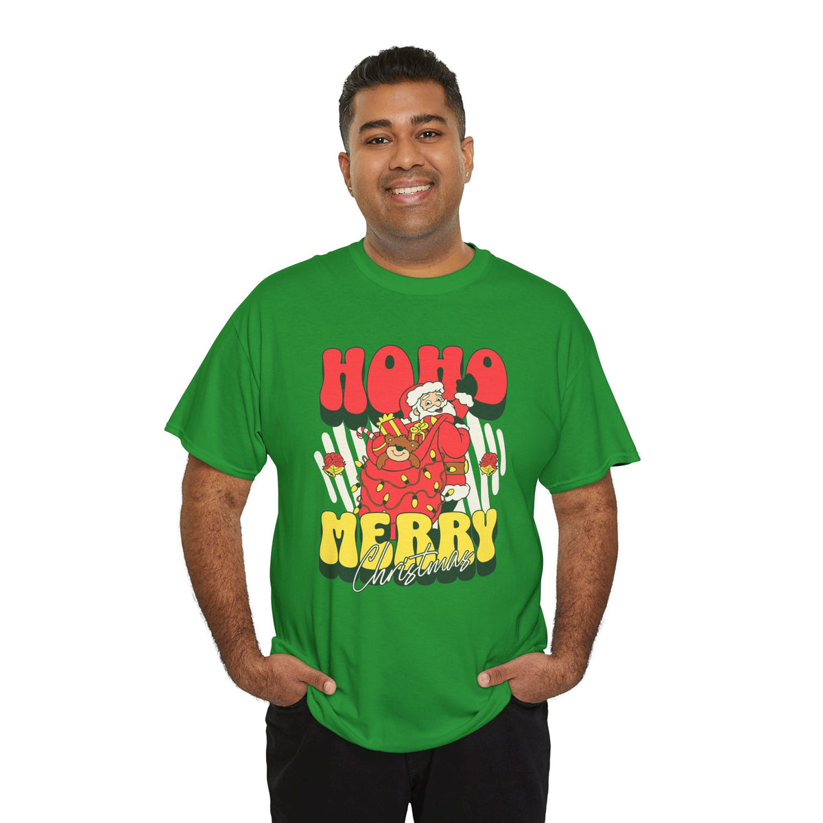 Retro Santa Christmas Shirt, Ho Ho Merry Christmas Tee, Vintage Holiday Graphic T-Shirt, Cute Santa Claus Gift