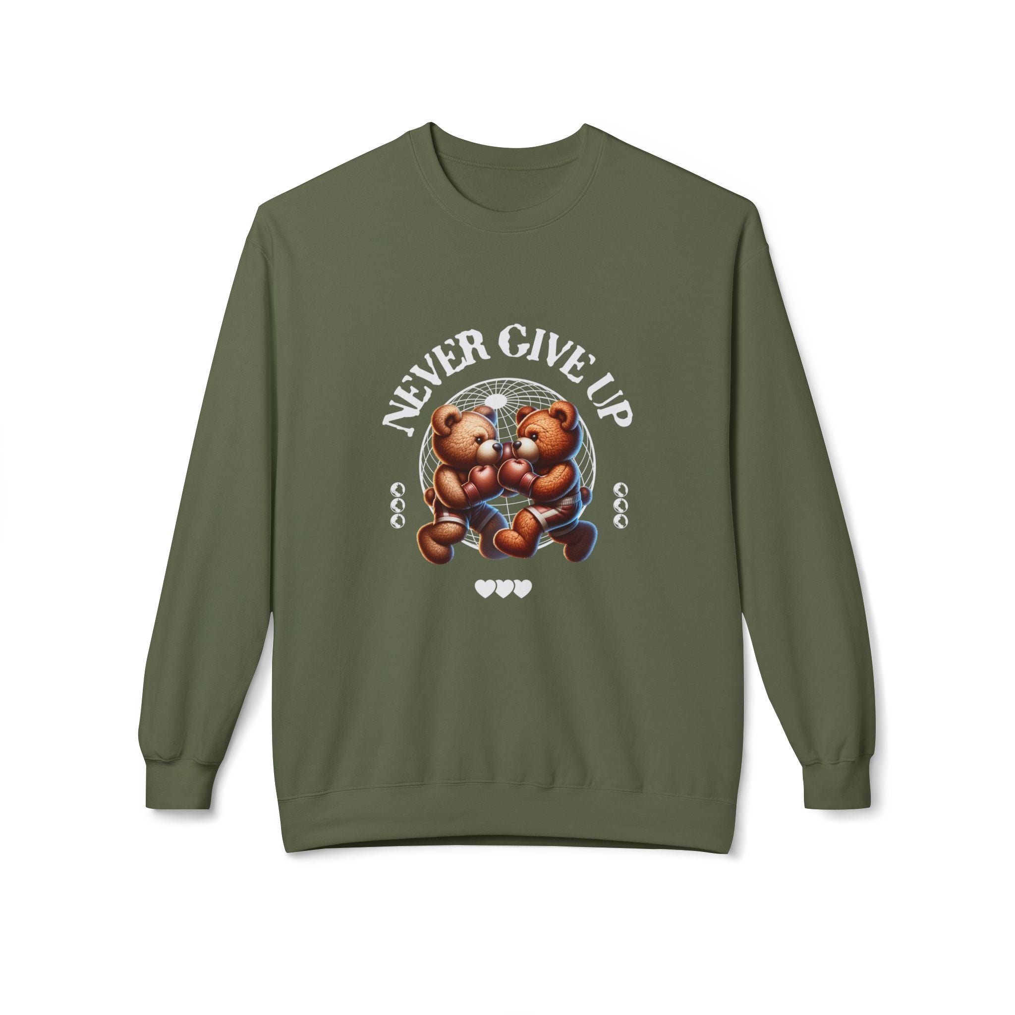 Sweatshirt - 'Never Give Up' Motivational Quote Unisex Crewneck, Trendy Outfit