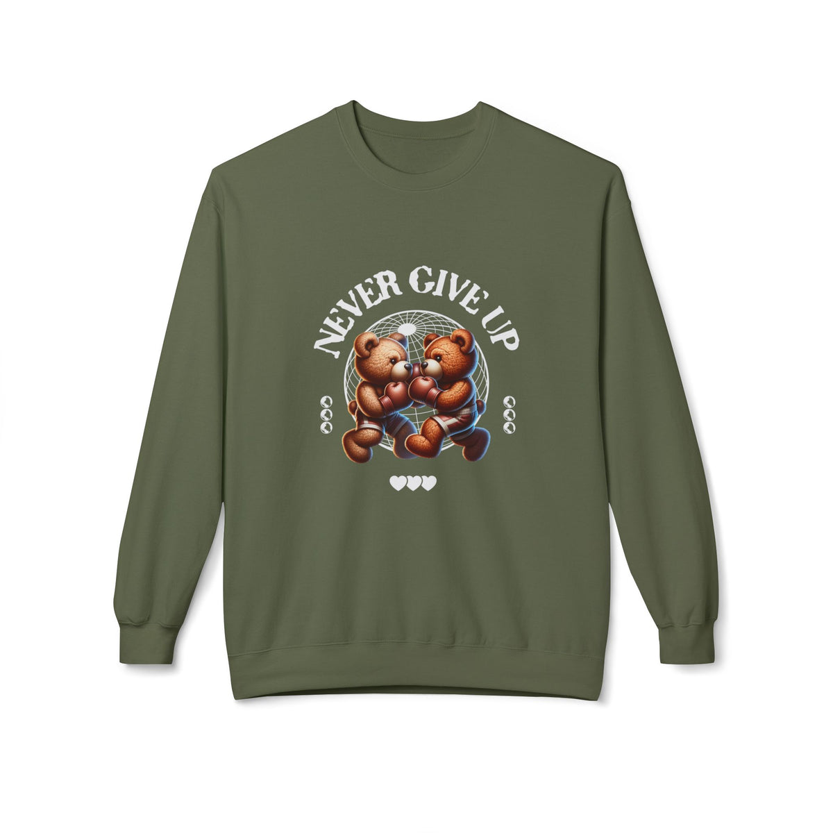 Sweatshirt - 'Never Give Up' Motivational Quote Unisex Crewneck, Trendy Outfit
