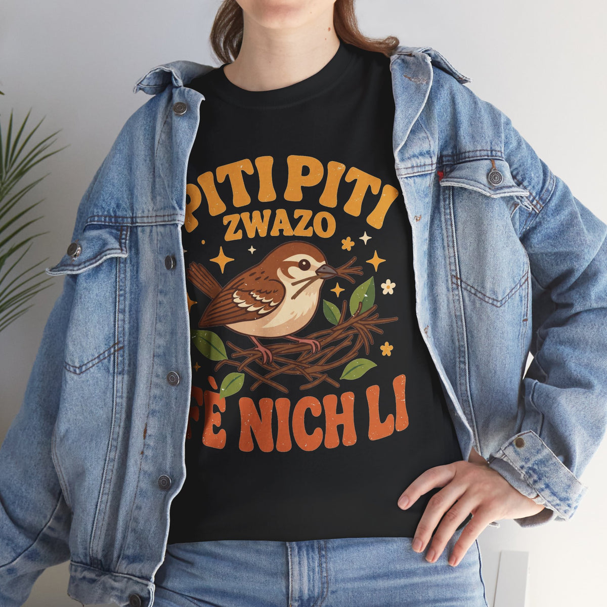 Piti Piti Zwazo Fè Nich Li – Haitian Creole Graphic T-Shirt