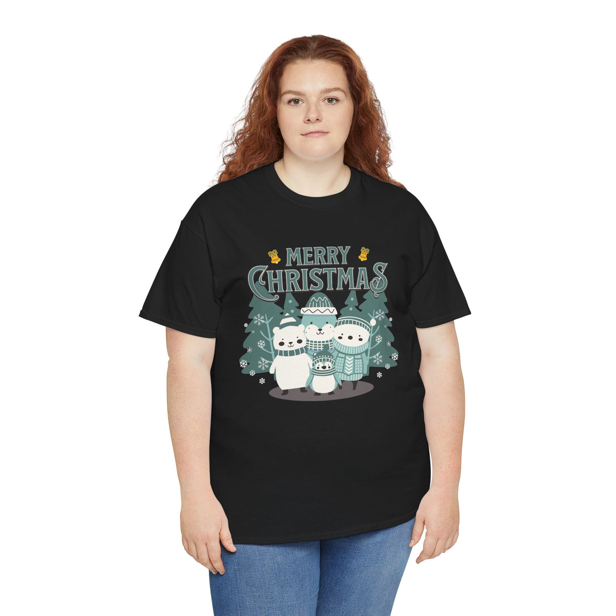 Cute Polar Bear Christmas Shirt, Merry Christmas Graphic Tee, Cozy Winter Animals T-Shirt, Penguin Holiday Gift
