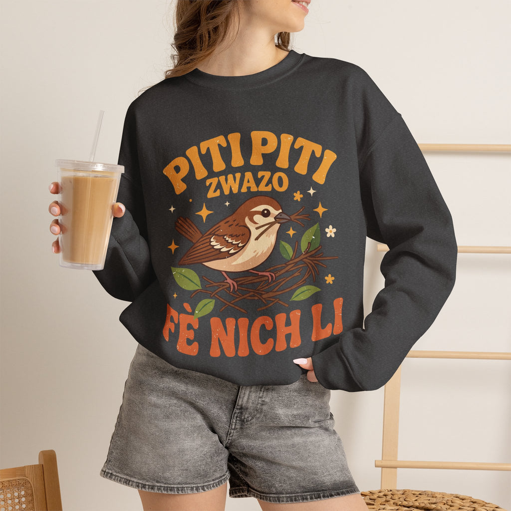 Piti Piti Zwazo Fè Nich Li – Haitian Creole Graphic T-Shirt | SONHCO